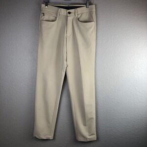 Haggar The Active Series Mens Pants Size 29x39 Slim Fit 5-Pocket Beige FLAW